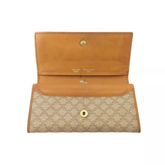 Celine long wallet macadam beige PVC x leather Authentic USED - Picture 6 of 11